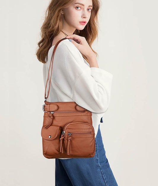 【⏰HORKÝ VÝPRODEJ】Multi-kapsa Crossbody Bag měkké kůže rameno kabelka Bag